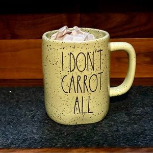 Rae Dunn “I don’t carrot all” mug in a light green
